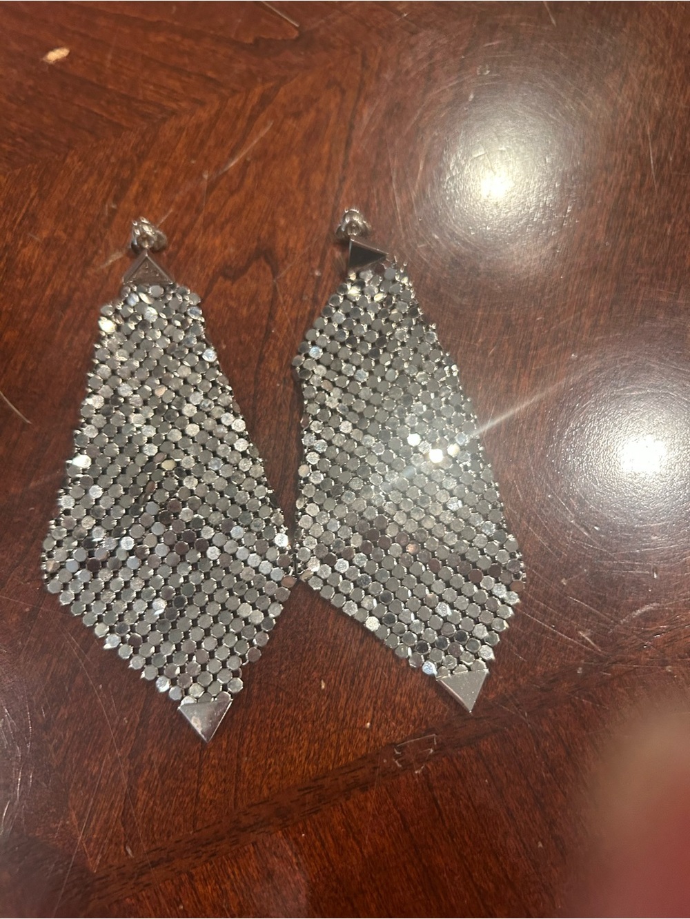 Paco Rabanne Silver Mesh Dangle Earrings - Picture 5 of 10